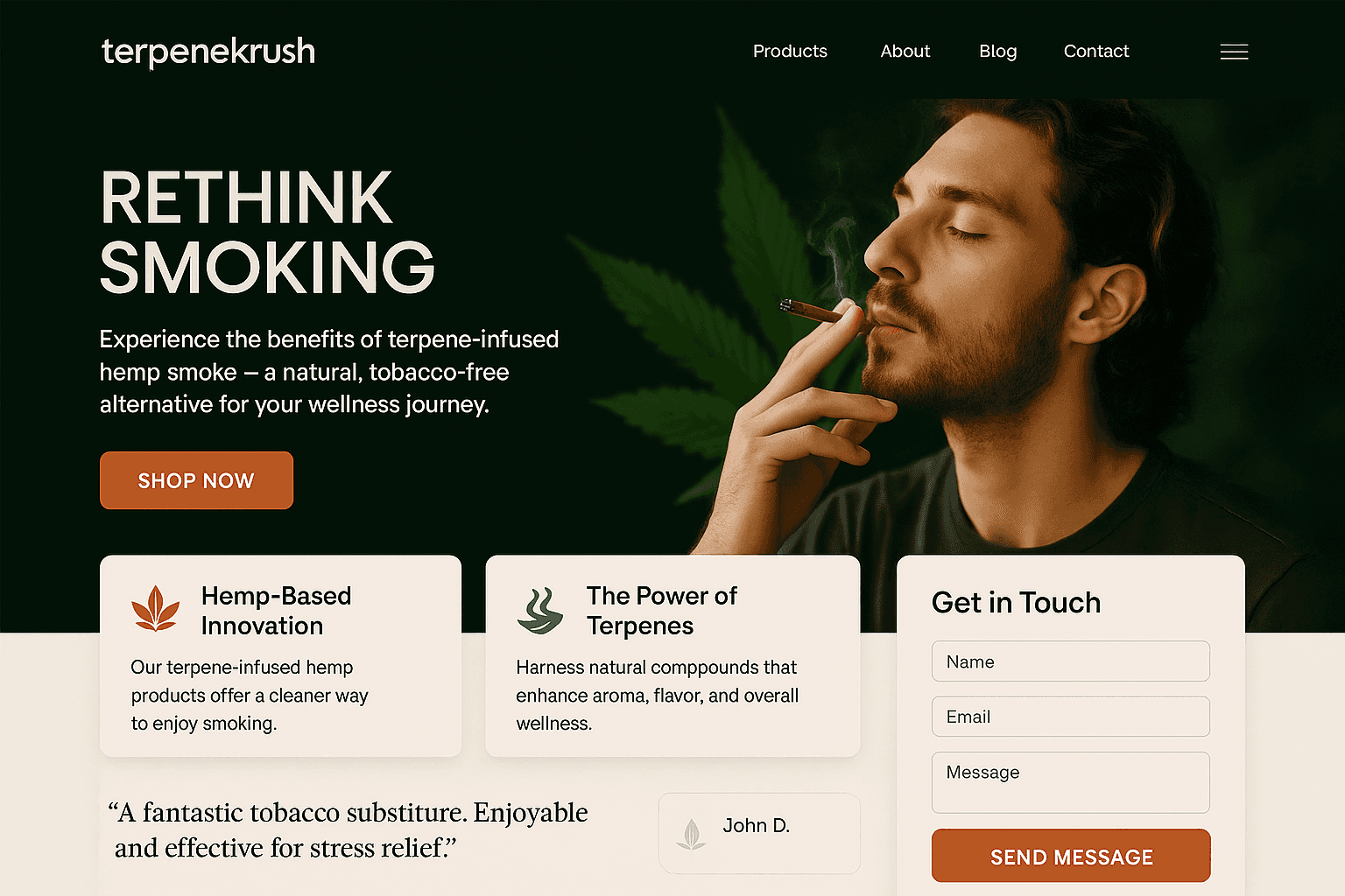 terpenekrush.com website mockup